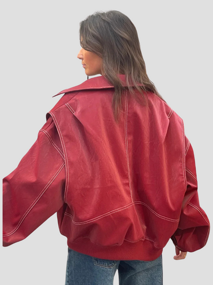 LeRoxy | Trendy Oversized Dames Leren Jas | Stijlvol & Comfortabel
