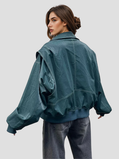LeRoxy | Trendy Oversized Dames Leren Jas | Stijlvol & Comfortabel