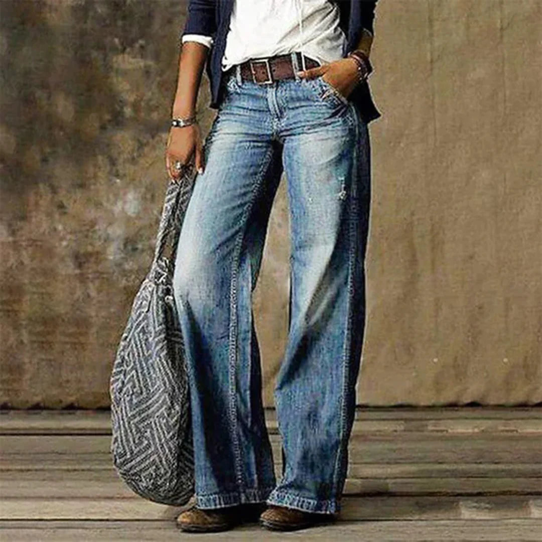 LeRoxy | Vintage Dames Jeans | Hoge Taille Spijkerbroek met Retro Look