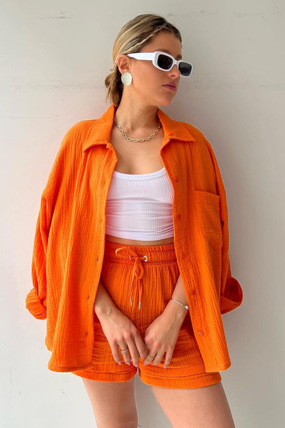 LeRoxy Elegante Overhemd Korte Set – Stijlvolle en Comfortabele Kleding voor de Zomer