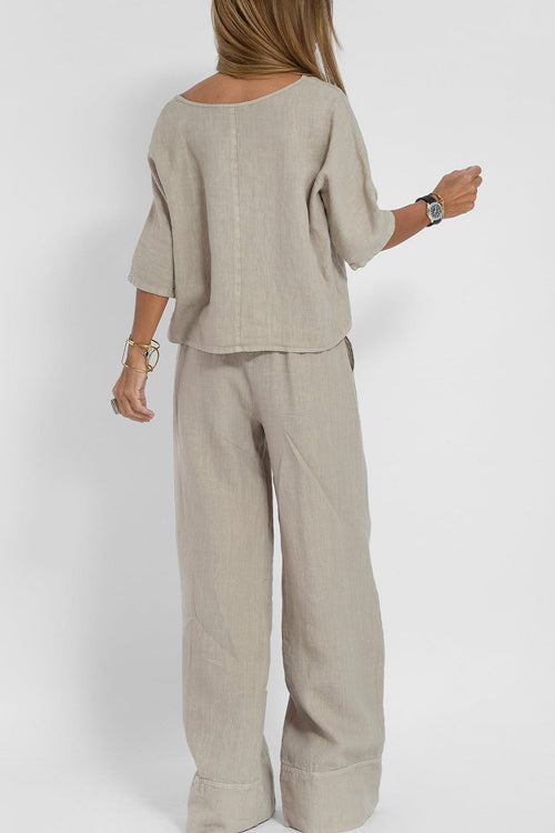 LeRoxy | Dames Katoen-Linnen Pak | Luchtig Zomerpak met Blazer en Broek