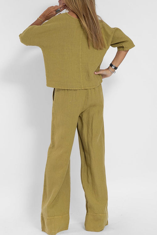 LeRoxy | Dames Katoen-Linnen Pak | Luchtig Zomerpak met Blazer en Broek