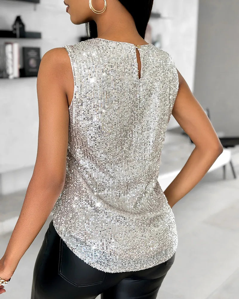 LeRoxy | Glinsterend Mouwloos Dames Topje | Party & Casual Look