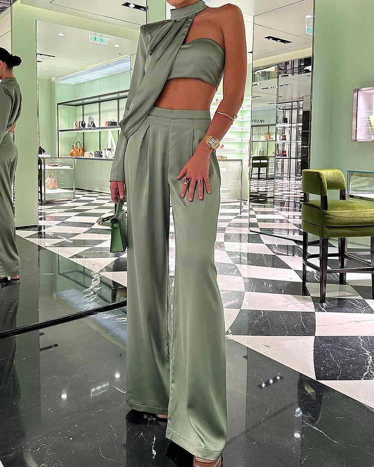 LeRoxy | Elegante Satin Top & Broek Set | Luxe Mode voor Elke Gelegenheid