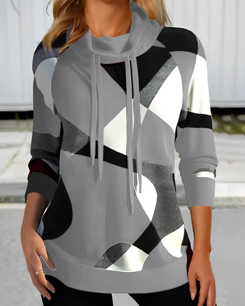 LeRoxy | Geometrische Hoodie Lange Mouwen | Dames Sweatshirt Comfortabel & Stijlvol