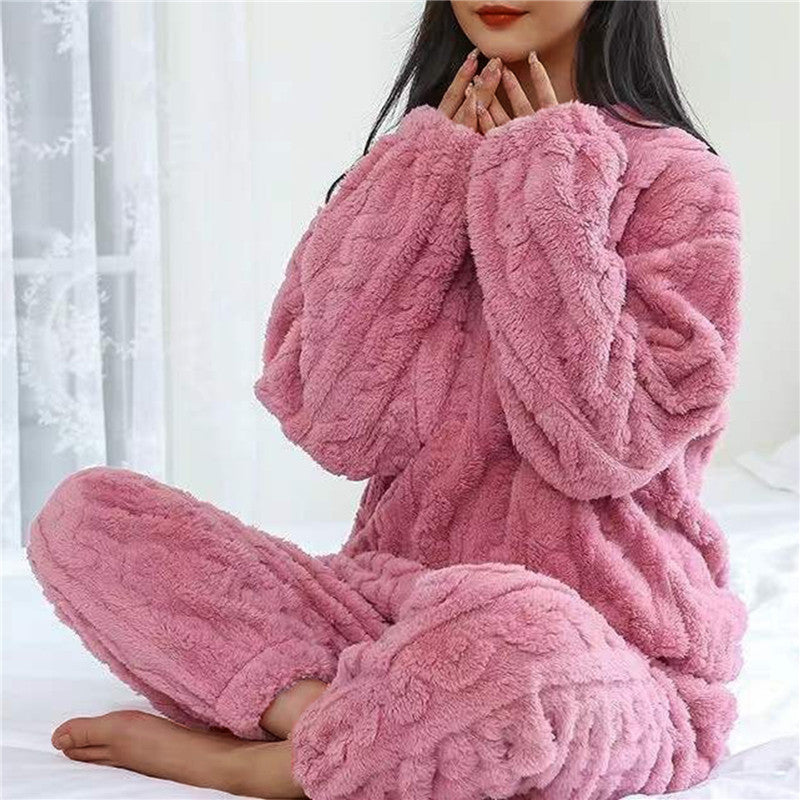LeRoxy |  Dames zachte fleece pyjamaset | Comfortabele winter pyjama