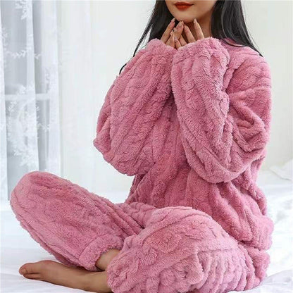 LeRoxy |  Dames zachte fleece pyjamaset | Comfortabele winter pyjama
