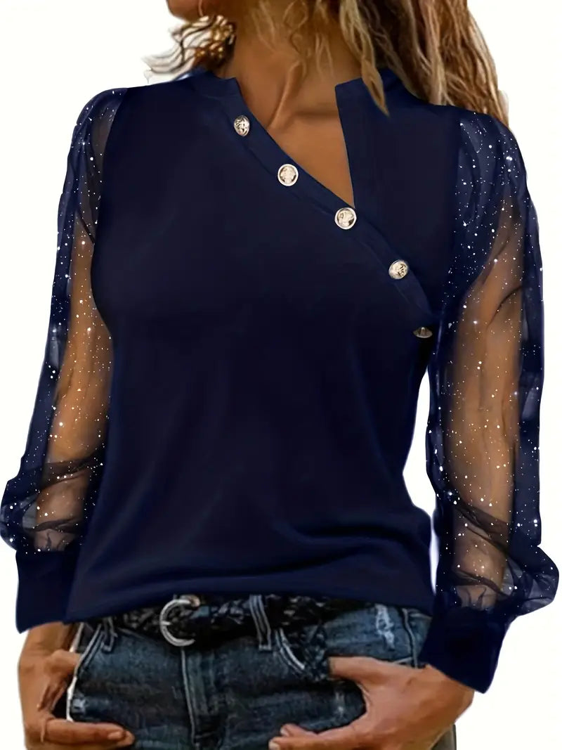 LeRoxy | Dames Blouse Lange Mouwen Knoopsluiting | Casual & Elegante Polyester Blouse in Veel Kleuren