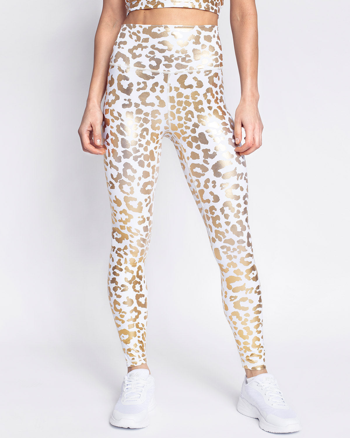 LeRoxy | Metallic Leopard Leggings - White | Stylish & Trendy Activewear