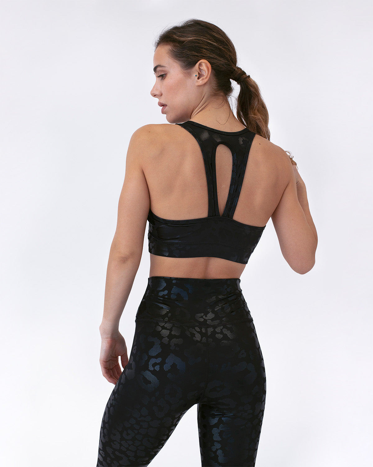 LeRoxy | Metallic Leopard Sportbeha | Zwart | Dames Sportkleding
