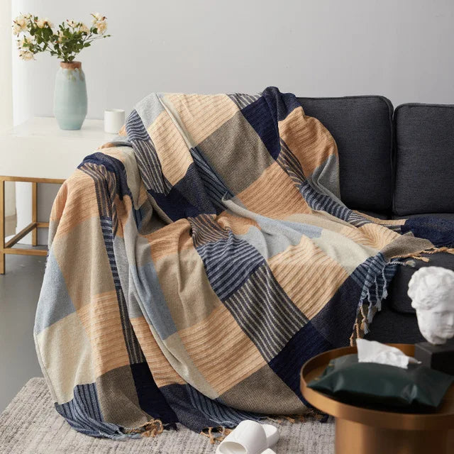 LeRoxy | Gezellige Franje Deken | Zachte Fleece Plaid met Franjes voor Bank of Bed