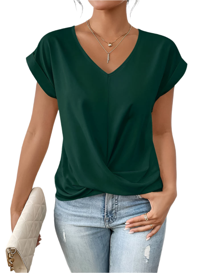 LeRoxy | Dames T-shirt met Sweetheart V-hals | Licht Getailleerd & Korte Mouwen