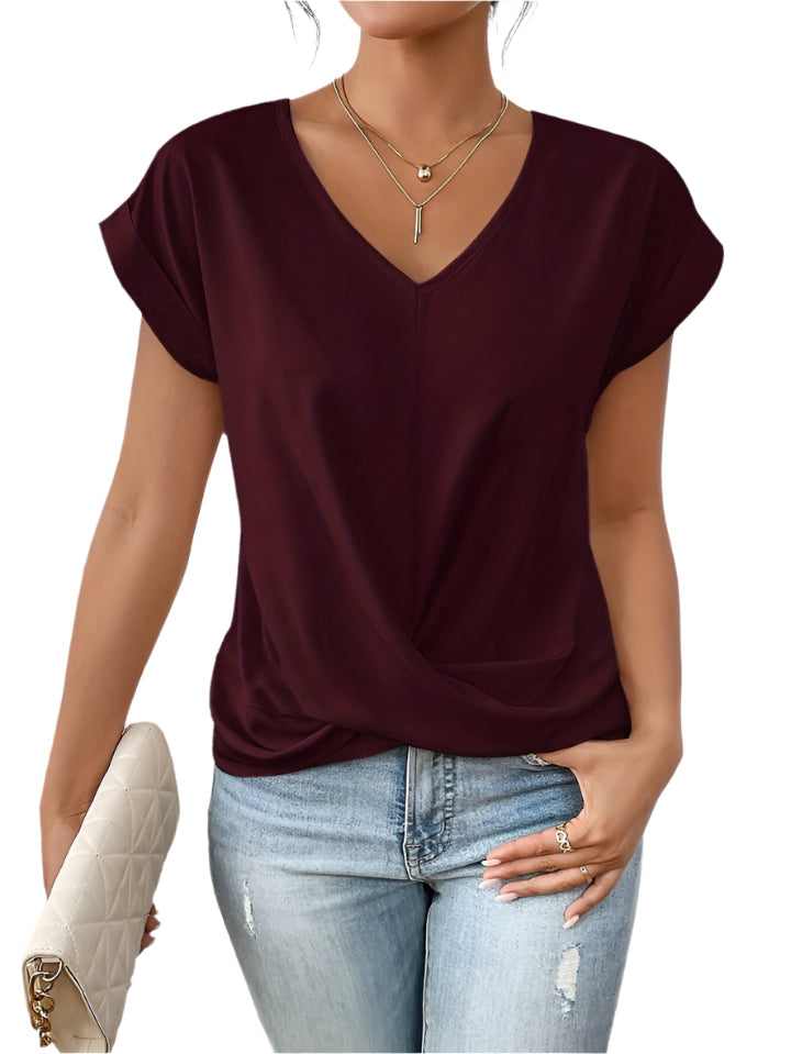 LeRoxy | Dames T-shirt met Sweetheart V-hals | Licht Getailleerd & Korte Mouwen