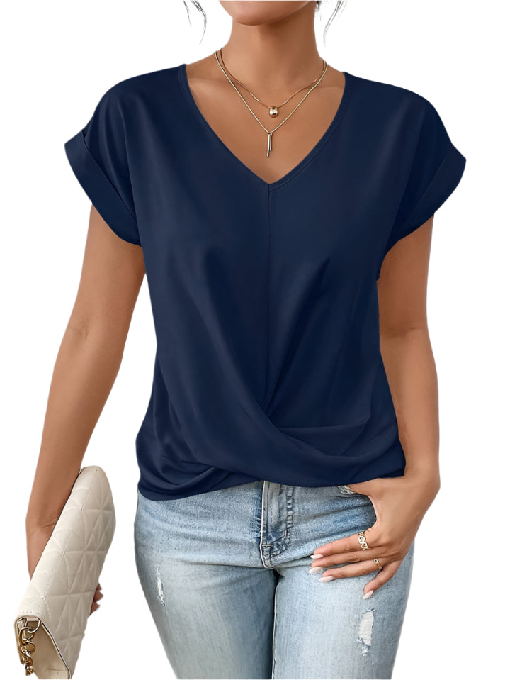 LeRoxy | Dames T-shirt met Sweetheart V-hals | Licht Getailleerd & Korte Mouwen
