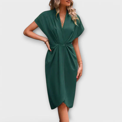 LeRoxy | Zwarte Midi Wikkeljurk voor Dames | Elegant en Comfortabel