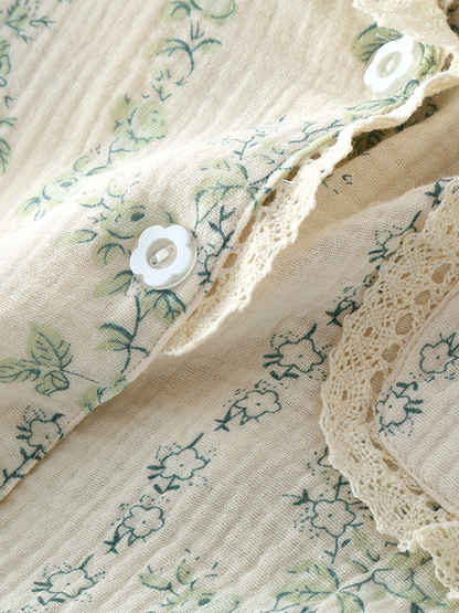 LeRoxy | Dames Pyjama Set met Bloemenprint en Kant | Luxe Nachtkleding