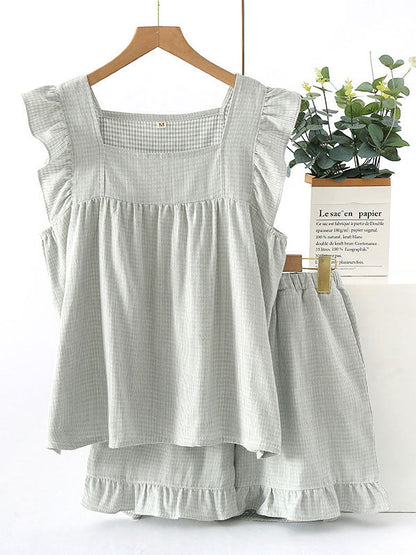 LeRoxy | Elegante Dames Pyjama Set met Geruit Design | Comfortabele & Stijlvolle Nachtkleding