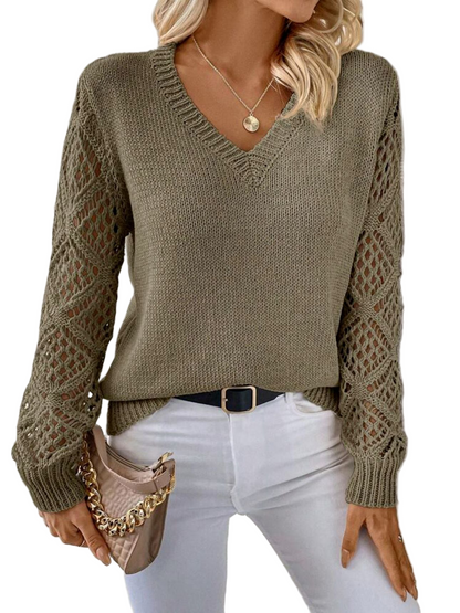 LeRoxy | Zachte Gebreide Dames V-Hals Trui | Comfortabele Elegante Sweater