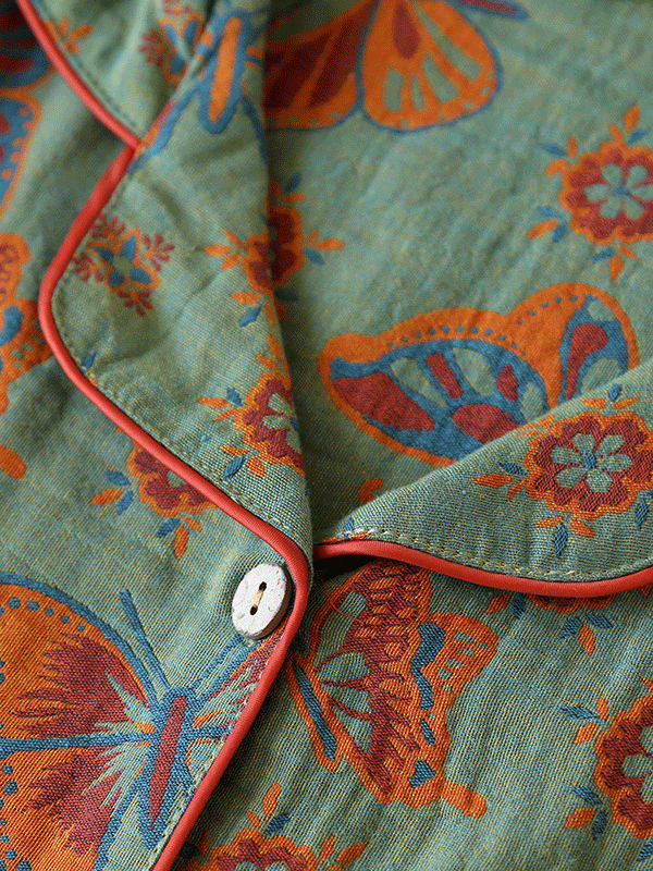 LeRoxy | Crêpe Pyjama Set 2-delig met Vintage Vlinderprint | Comfortabel & Stijlvol