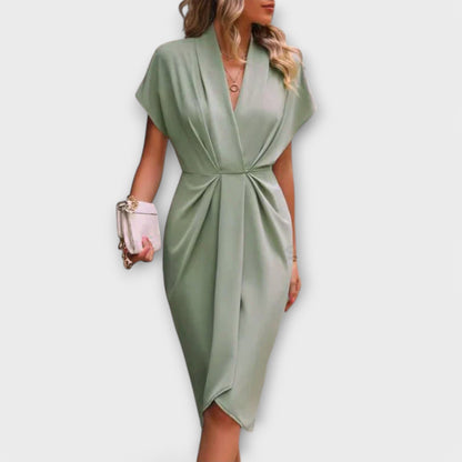 LeRoxy | Zwarte Midi Wikkeljurk voor Dames | Elegant en Comfortabel