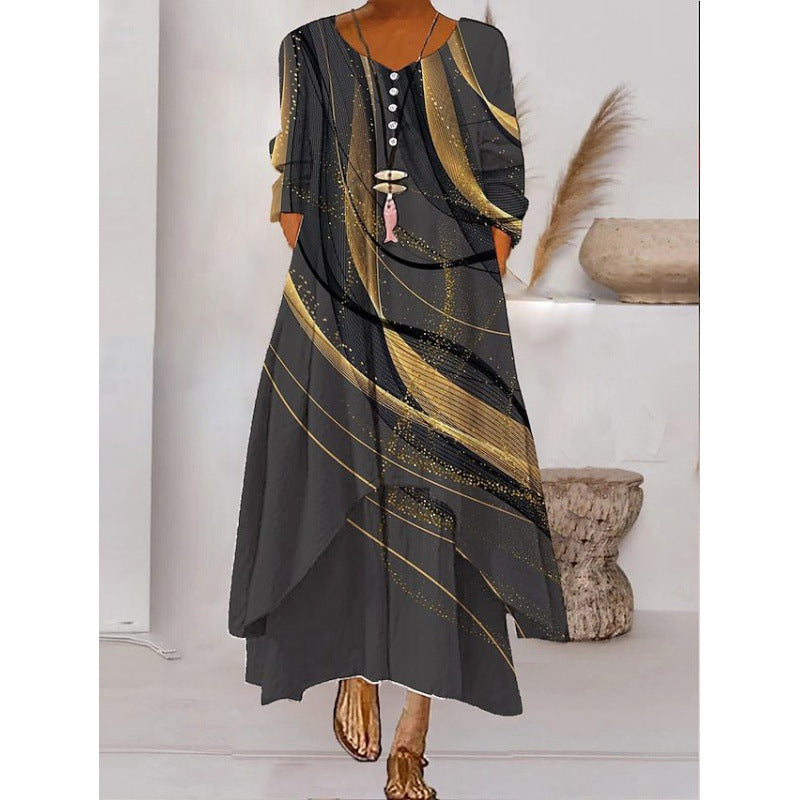 LeRoxy | Maxi-jurk met Lange Mouwen en Knoopsluiting | Dames Jurk