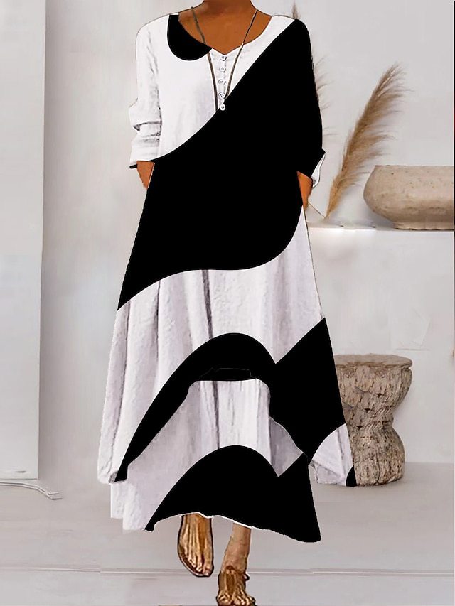 LeRoxy | Maxi-jurk met Lange Mouwen en Knoopsluiting | Dames Jurk
