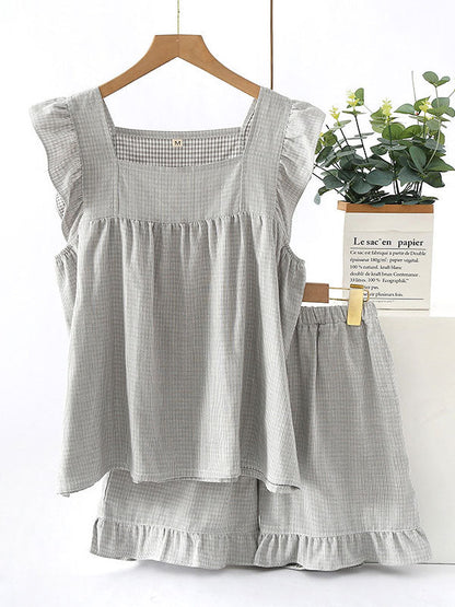 LeRoxy | Elegante Dames Pyjama Set met Geruit Design | Comfortabele & Stijlvolle Nachtkleding