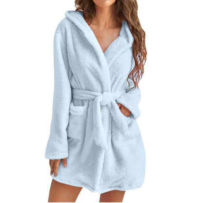 LeRoxy | Dames Pluche Badjas met Capuchon en Tailleceintuur | Relaxte Pasvorm