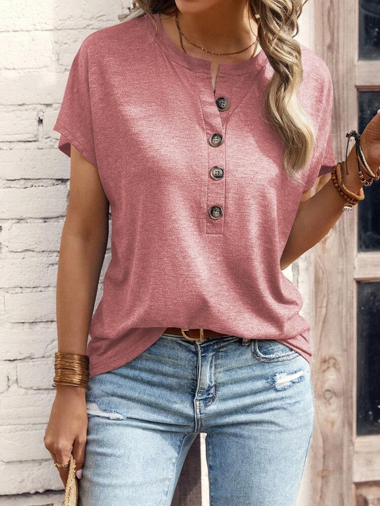 LeRoxy | Dames shirt met Korte Mouwen en Knoopsluiting | Marcelline Blouse