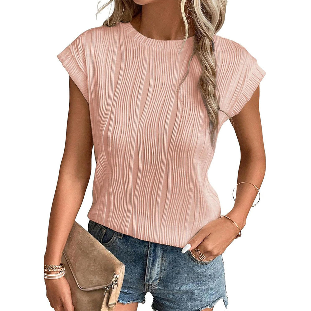 LeRoxy | Dames Geribbelde Top met Ronde Hals | Comfortabele Slim Fit