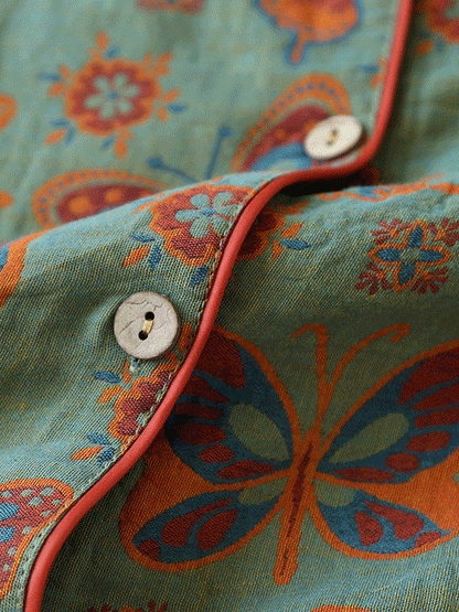 LeRoxy | Crêpe Pyjama Set 2-delig met Vintage Vlinderprint | Comfortabel & Stijlvol