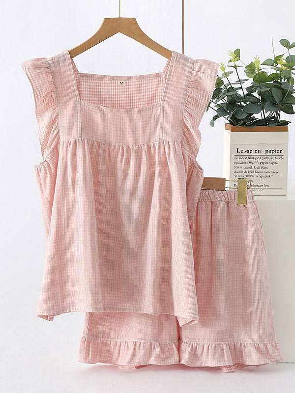 LeRoxy | Elegante Dames Pyjama Set met Geruit Design | Comfortabele & Stijlvolle Nachtkleding