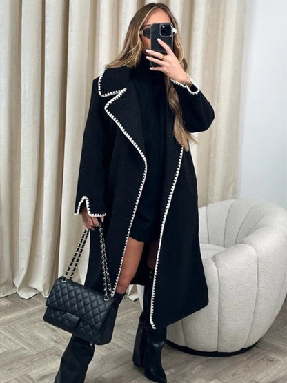 LeRoxy | Dames Windbreaker Jas Wol Oversized | Lapel Kraag met Schelp Borduurwerk