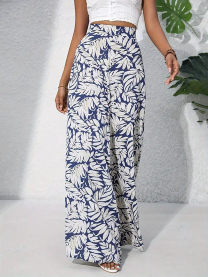 LeRoxy | Dames Broek Hoge Taille | Wijde Pijpen | Lichtgewicht & Ademend | Bloemenprint