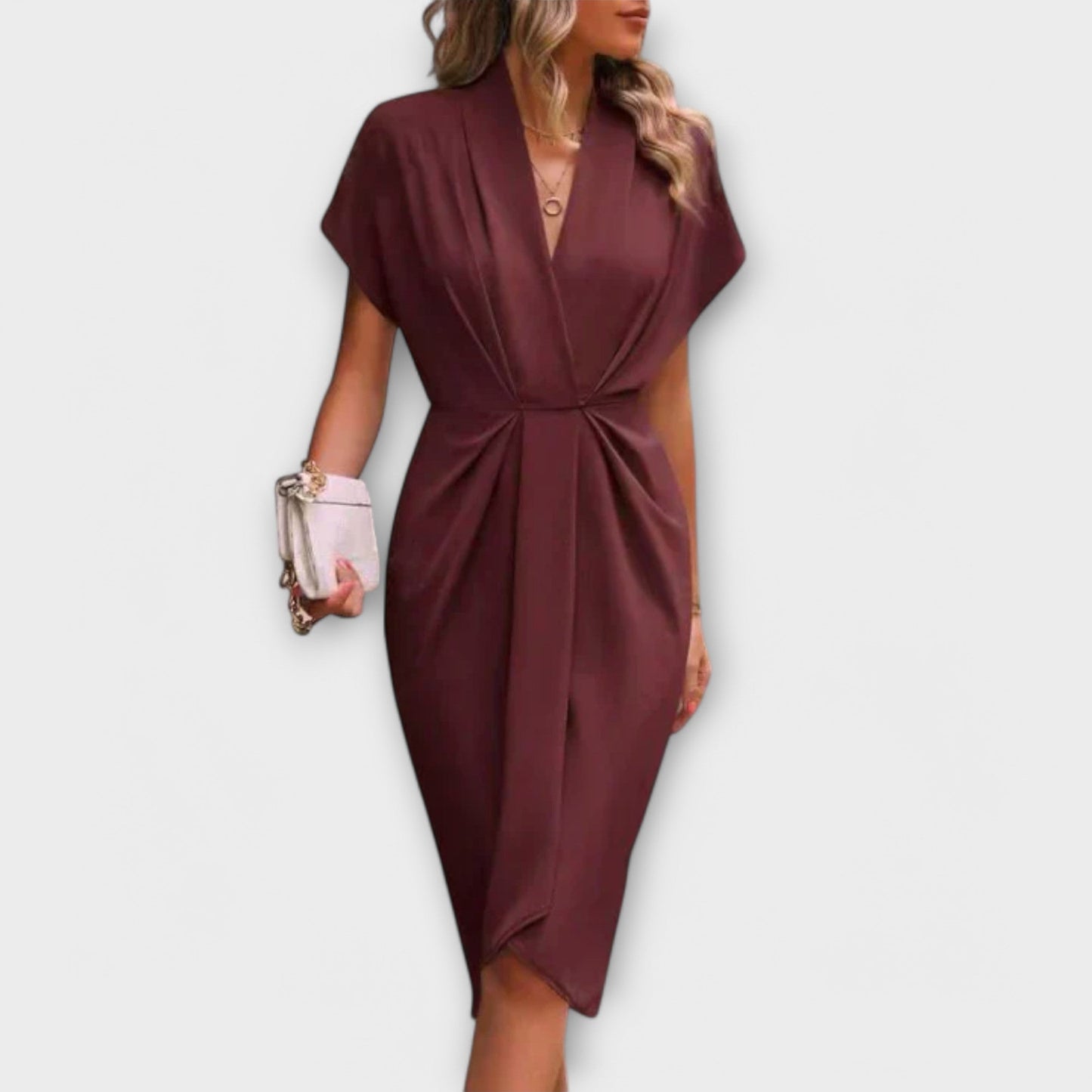 LeRoxy | Zwarte Midi Wikkeljurk voor Dames | Elegant en Comfortabel