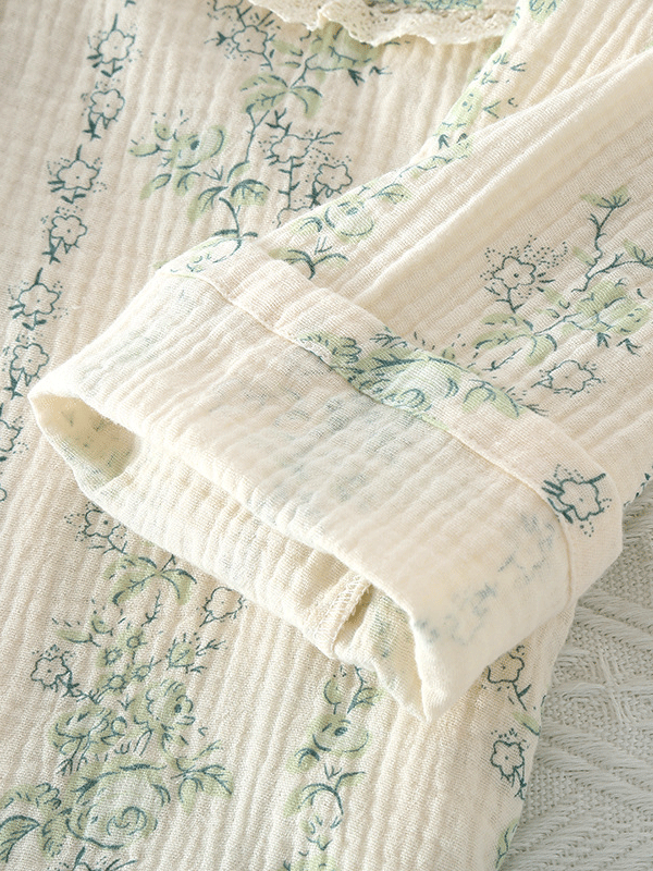 LeRoxy | Dames Pyjama Set met Bloemenprint en Kant | Luxe Nachtkleding
