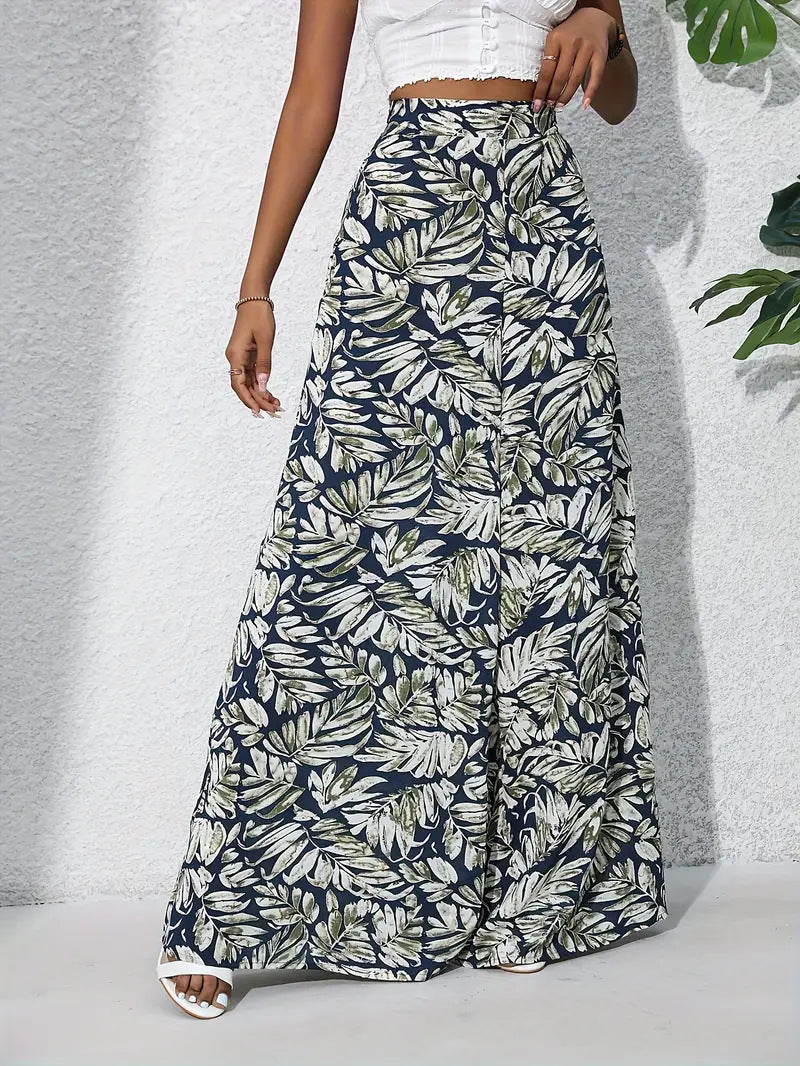 LeRoxy | Dames Broek Hoge Taille | Wijde Pijpen | Lichtgewicht & Ademend | Bloemenprint