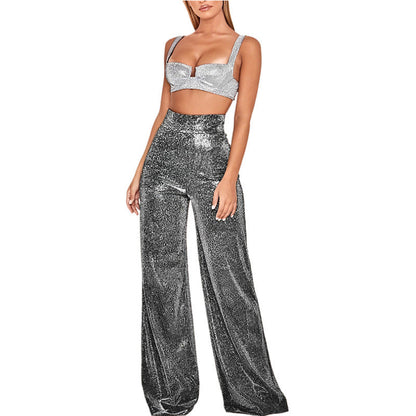 LeRoxy | Glamour Glitter Broek | Dames Fashion Trendy Glanzend