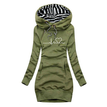 LeRoxy | Winter Hoodie Jurk met Hond Motief | Comfortabele Damestrui