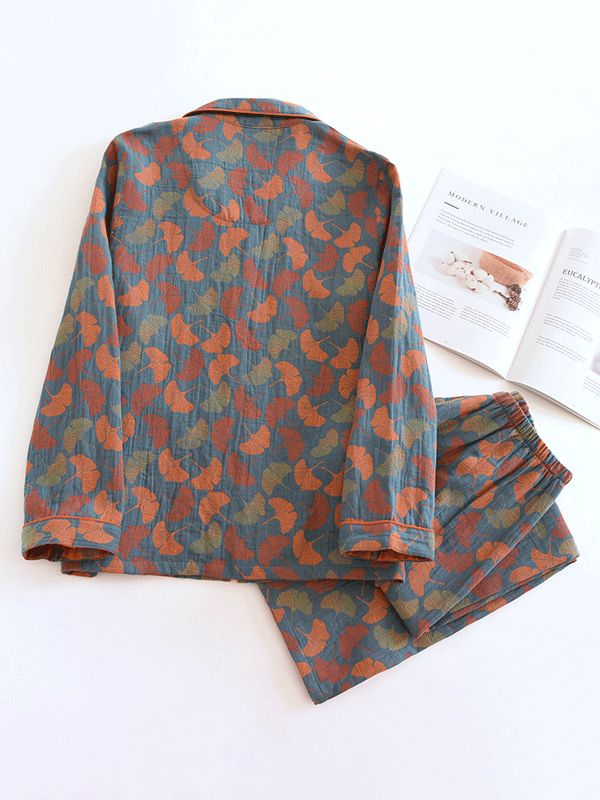 LeRoxy | Vintage Bloemenprint Pyjama Set | 2-delig Crêpe Stijl Dames Nachtkleding