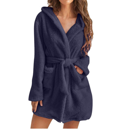 LeRoxy | Dames Pluche Badjas met Capuchon en Tailleceintuur | Relaxte Pasvorm