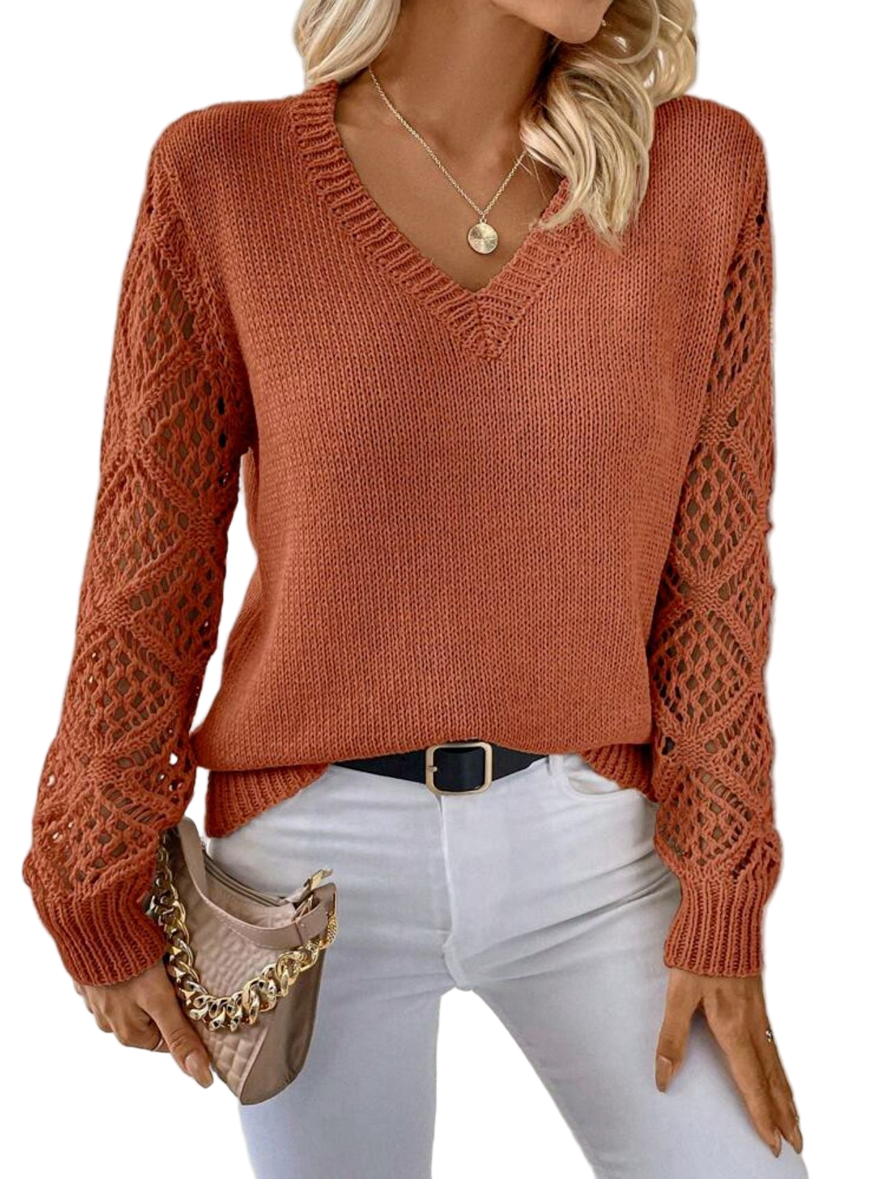LeRoxy | Zachte Gebreide Dames V-Hals Trui | Comfortabele Elegante Sweater