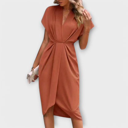 LeRoxy | Zwarte Midi Wikkeljurk voor Dames | Elegant en Comfortabel
