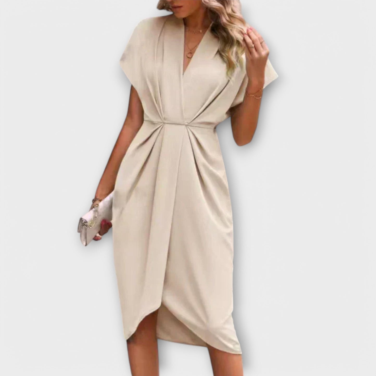 LeRoxy | Zwarte Midi Wikkeljurk voor Dames | Elegant en Comfortabel