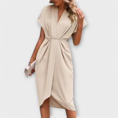 LeRoxy | Zwarte Midi Wikkeljurk voor Dames | Elegant en Comfortabel
