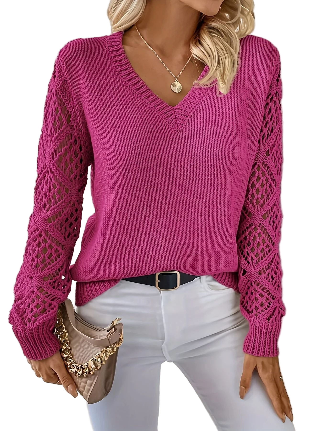 LeRoxy | Zachte Gebreide Dames V-Hals Trui | Comfortabele Elegante Sweater