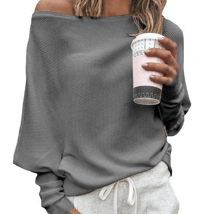 LeRoxy | Dames Off-Shoulder Gebreide Trui | Batwing Lange Mouw