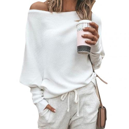 LeRoxy | Dames Off-Shoulder Gebreide Trui | Batwing Lange Mouw