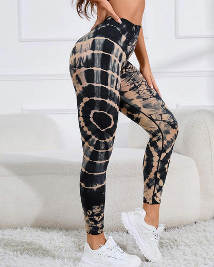 LeRoxy | Tie-Dye Scrunch Leggings | Brown