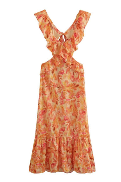 LeRoxy | Dames Bloemenjurk met Ruffles en Romantische Flair | Zomerse Jurk voor Elke Gelegenheid
